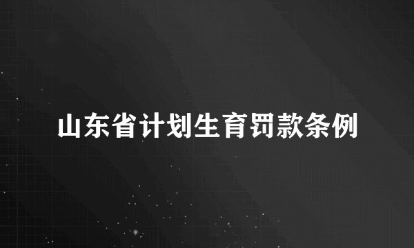 山东省计划生育罚款条例