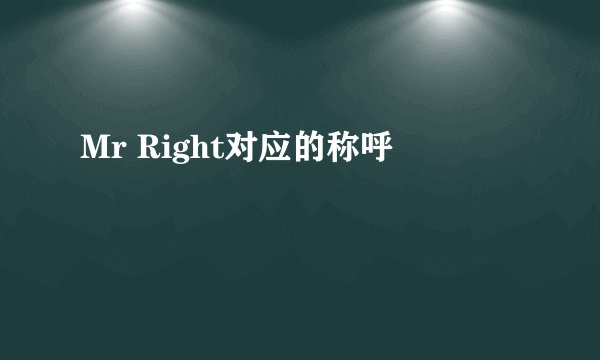 Mr Right对应的称呼