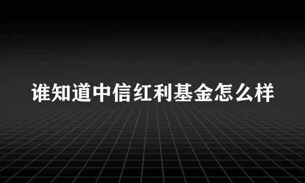谁知道中信红利基金怎么样