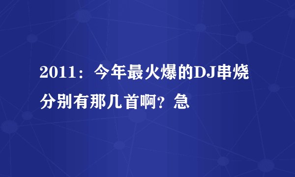 2011：今年最火爆的DJ串烧分别有那几首啊？急