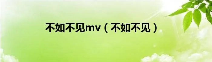 不如不见mv（不如不见）