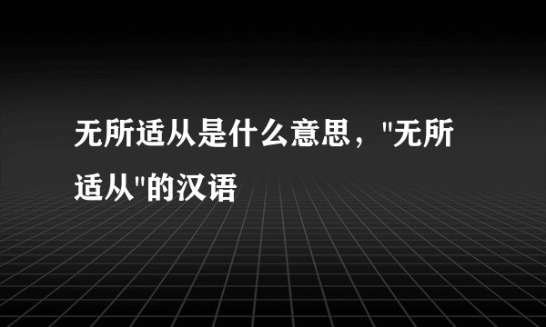 无所适从是什么意思，