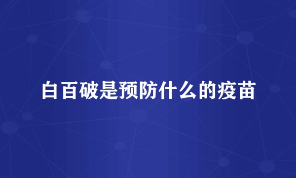 白百破是预防什么的疫苗