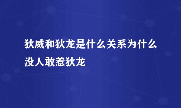 狄威和狄龙是什么关系为什么没人敢惹狄龙