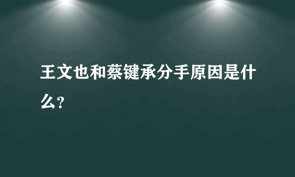 王文也和蔡键承分手原因是什么？