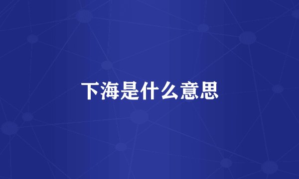 下海是什么意思