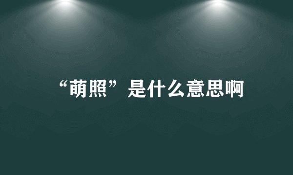 “萌照”是什么意思啊