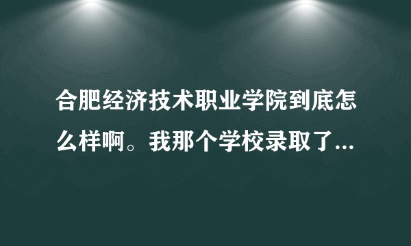 合肥经济技术职业学院到底怎么样啊。我那个学校录取了。不知道去还是不去。