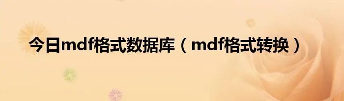 今日mdf格式数据库（mdf格式转换）