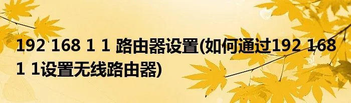 192 168 1 1 路由器设置(如何通过192 168 1 1设置无线路由器)