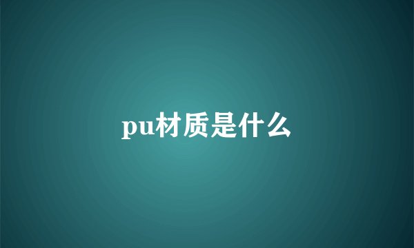 pu材质是什么
