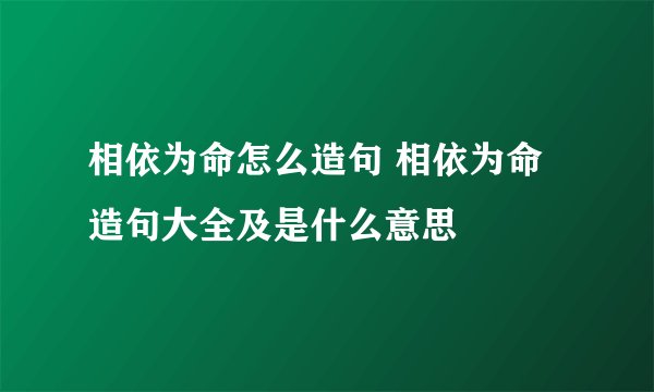 相依为命怎么造句 相依为命造句大全及是什么意思