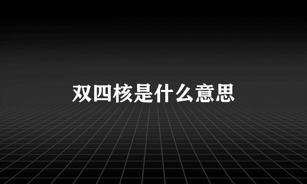 双四核是什么意思