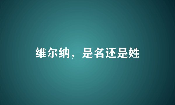 维尔纳，是名还是姓