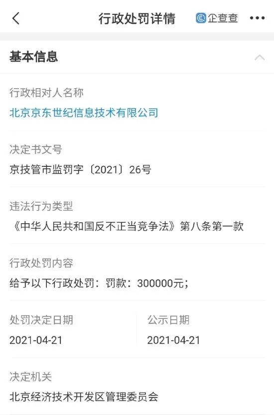 京东因不正当竞争被罚30万元 违反反不正当竞争法