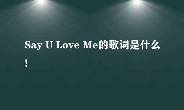 Say U Love Me的歌词是什么!