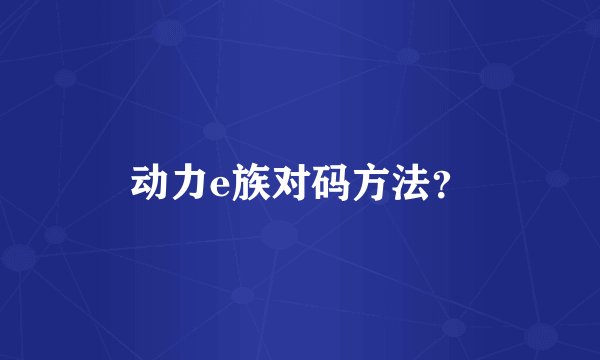 动力e族对码方法?