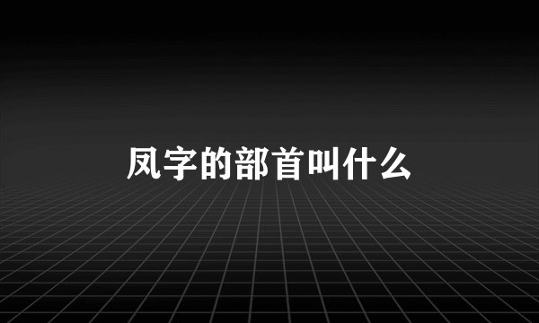 凤字的部首叫什么