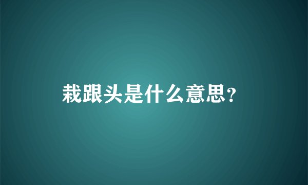 栽跟头是什么意思?