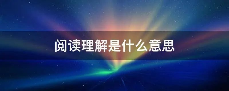 阅读理解是什么意思