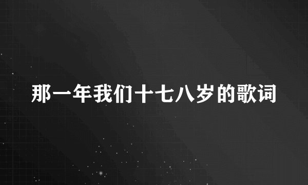 那一年我们十七八岁的歌词