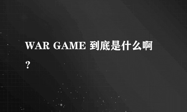 WAR GAME 到底是什么啊？