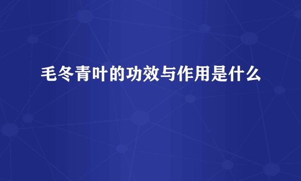 毛冬青叶的功效与作用是什么