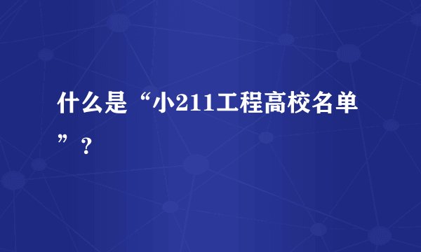 什么是“小211工程高校名单”？