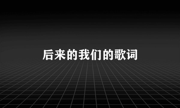 后来的我们的歌词