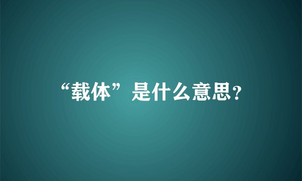 “载体”是什么意思？