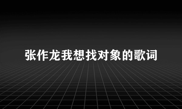 张作龙我想找对象的歌词