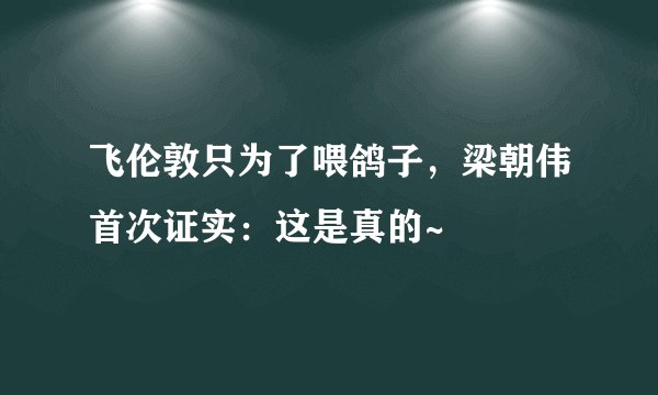 飞伦敦只为了喂鸽子，梁朝伟首次证实：这是真的~