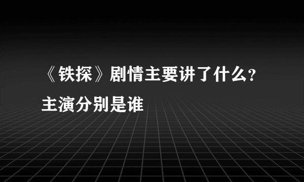 《铁探》剧情主要讲了什么?主演分别是谁
