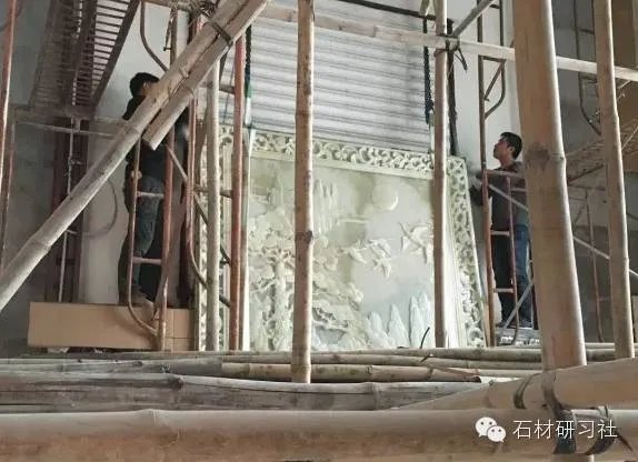 绝美玉石浮雕背景墙安装现场图集
