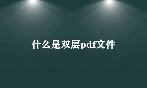什么是双层pdf文件