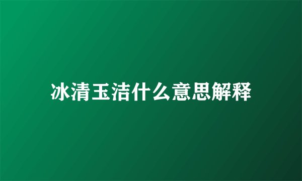 冰清玉洁什么意思解释