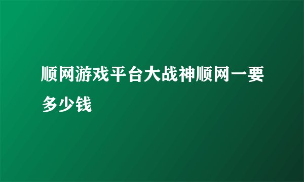 顺网游戏平台大战神顺网一要多少钱