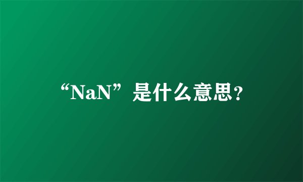 “NaN”是什么意思？