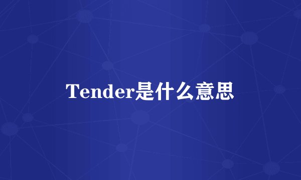Tender是什么意思