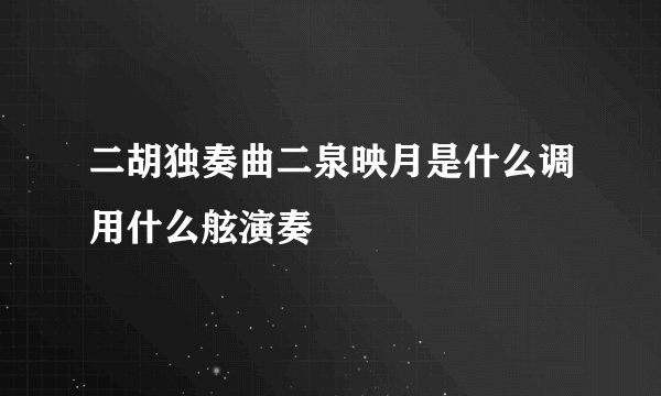 二胡独奏曲二泉映月是什么调用什么舷演奏