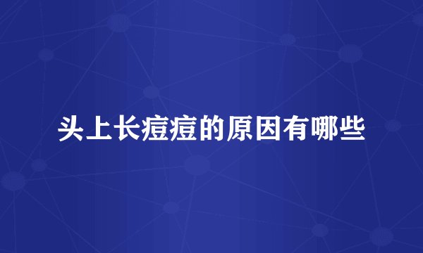 头上长痘痘的原因有哪些