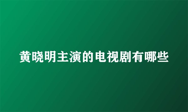 黄晓明主演的电视剧有哪些