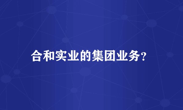 合和实业的集团业务？