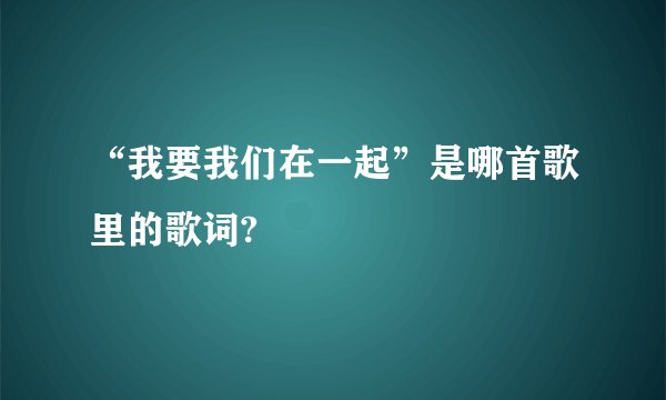 “我要我们在一起”是哪首歌里的歌词?
