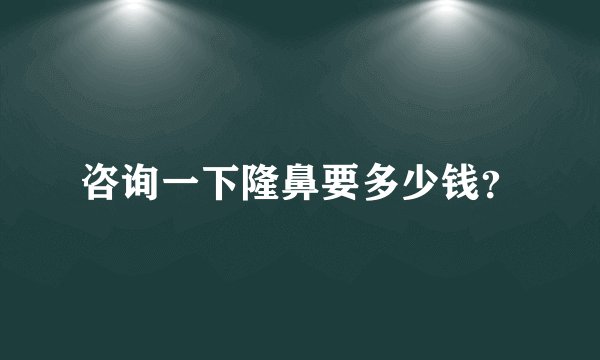 咨询一下隆鼻要多少钱？