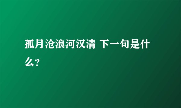 孤月沧浪河汉清 下一句是什么？
