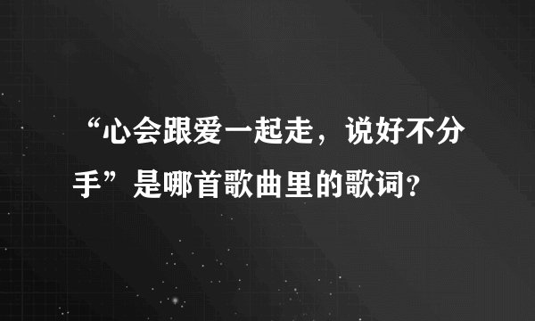 “心会跟爱一起走，说好不分手”是哪首歌曲里的歌词？