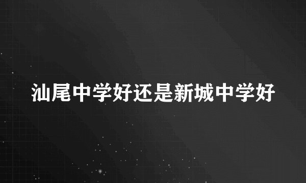 汕尾中学好还是新城中学好