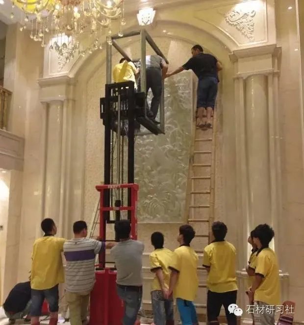 绝美玉石浮雕背景墙安装现场图集