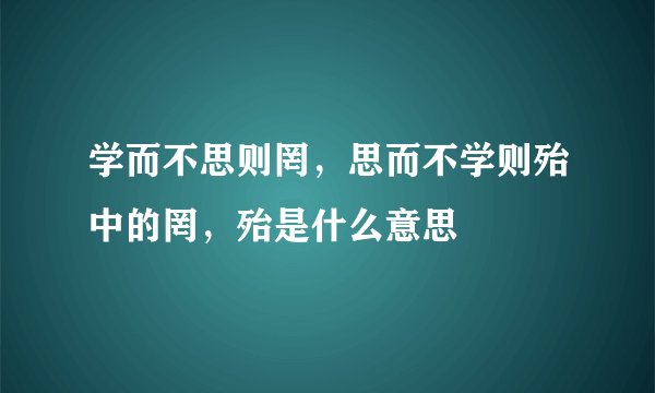 学而不思则罔，思而不学则殆中的罔，殆是什么意思